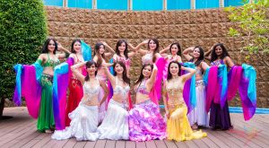 colorful group of belly dancers